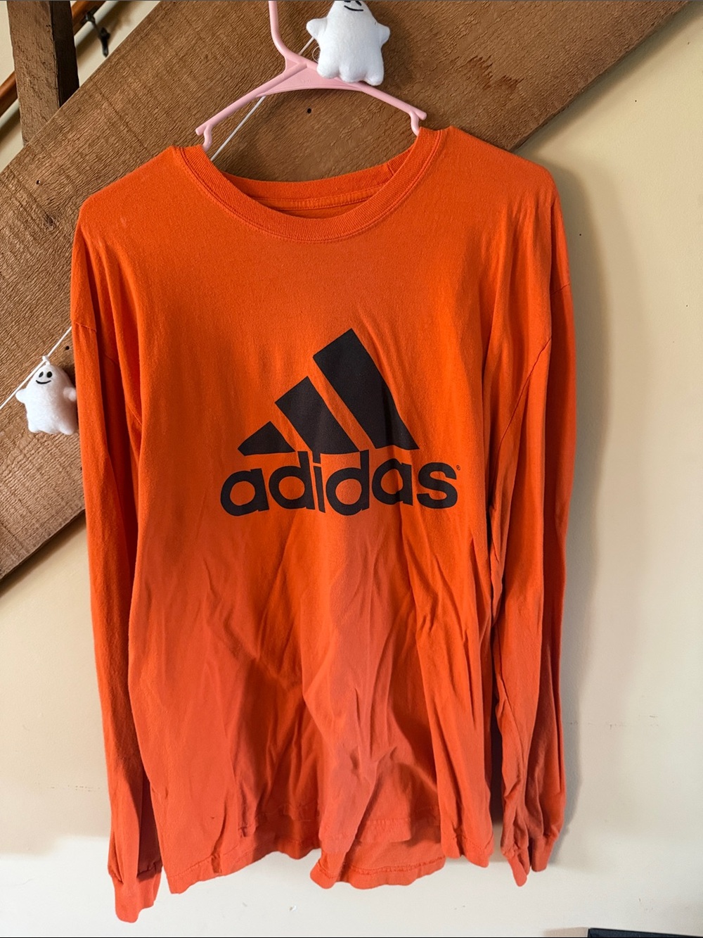 adidas Orange Long Sleeve Tee with Black Logo